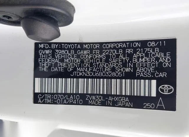 JTDKN3DU6B0328051 2011 2011 Toyota Prius- Four 9