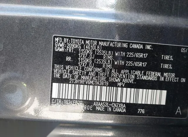 2T3H1RFV6MC143819 2021 2021 Toyota RAV4- LE 9