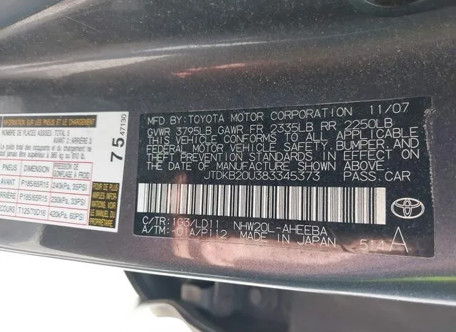 JTDKB20U383345373 2008 2008 Toyota Prius 9