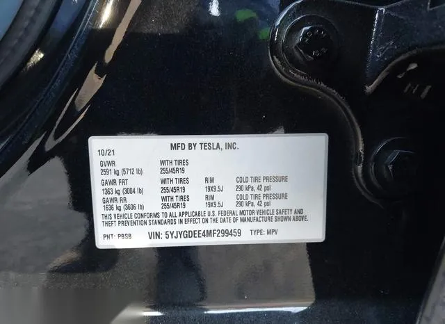 5YJYGDEE4MF299459 2021 2021 Tesla Model Y- Long Range Dual 9