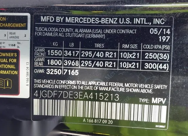 4JGDF7DE3EA415213 2014 2014 Mercedes-Benz GL 550- 4Matic 9