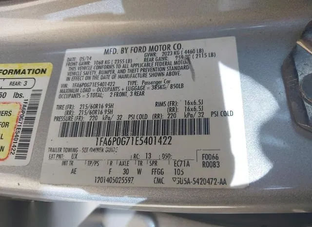 1FA6P0G71E5401422 2014 2014 Ford Fusion- S 9