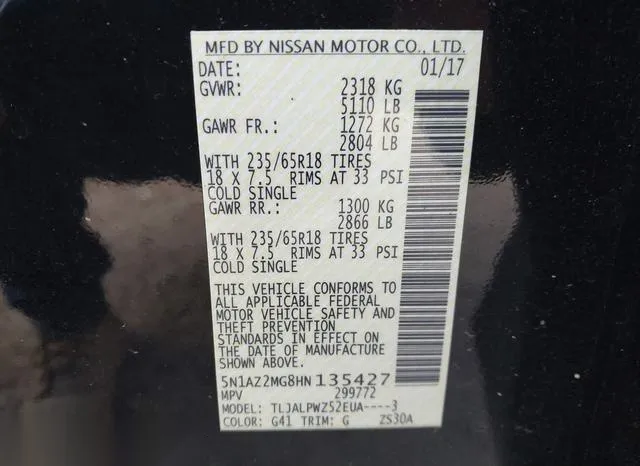 5N1AZ2MG8HN135427 2017 2017 Nissan Murano- S 9