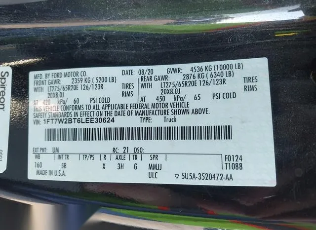 1FT7W2BT6LEE30624 2020 2020 Ford F-250- Lariat 9