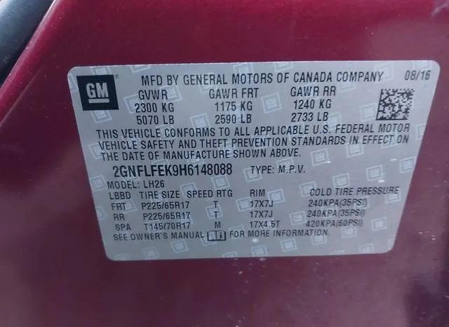 2GNFLFEK9H6148088 2017 2017 Chevrolet Equinox- LT 9