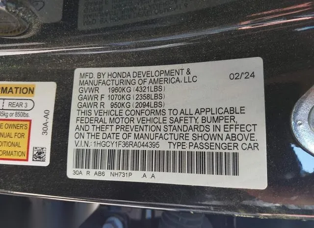 1HGCY1F36RA044395 2024 2024 Honda Accord- EX 9