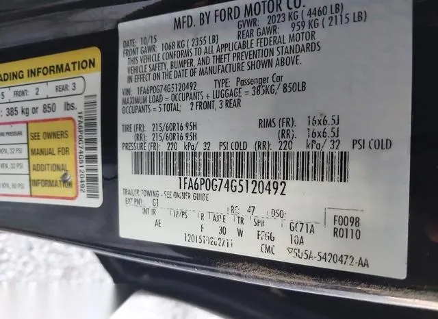 1FA6P0G74G5120492 2016 2016 Ford Fusion- S 9