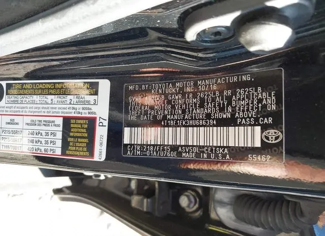 4T1BF1FK3HU686394 2017 2017 Toyota Camry- SE 9