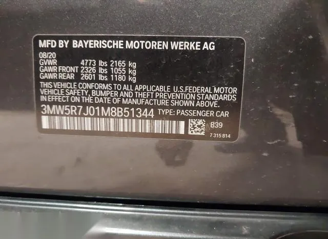 3MW5R7J01M8B51344 2021 2021 BMW 3 Series- 330I Xdrive 9