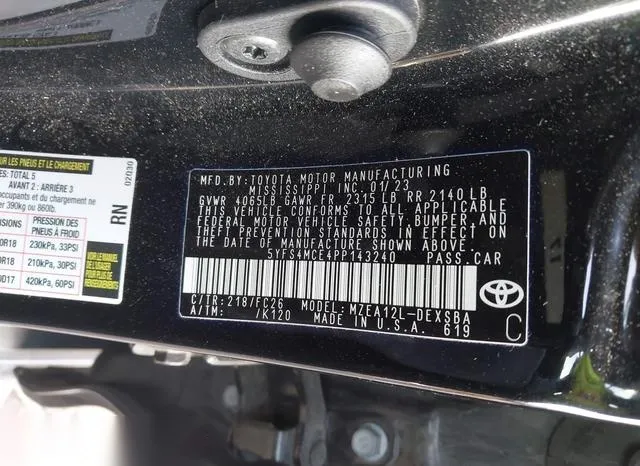 5YFS4MCE4PP143240 2023 2023 Toyota Corolla- SE 9