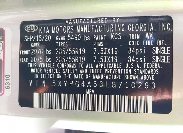 5XYPG4A53LG710293 2020 2020 KIA Sorento- 3-3L S 9