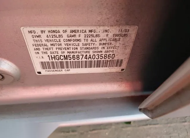 1HGCM56874A035860 2004 2004 Honda Accord- 2-4 EX 9