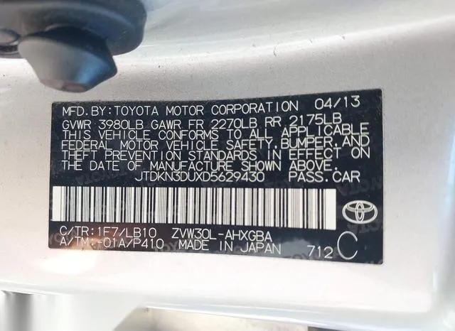 JTDKN3DUXD5629430 2013 2013 Toyota Prius- Four 9