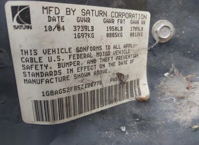 1G8AG52F85Z126778 2005 2005 Saturn Ion- 1 9