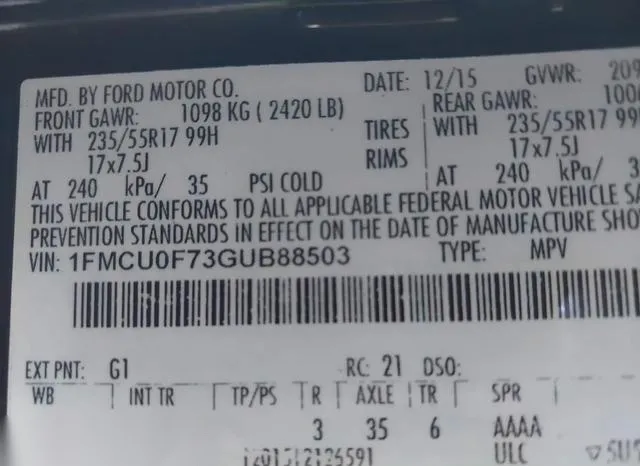 1FMCU0F73GUB88503 2016 2016 Ford Escape- S 9