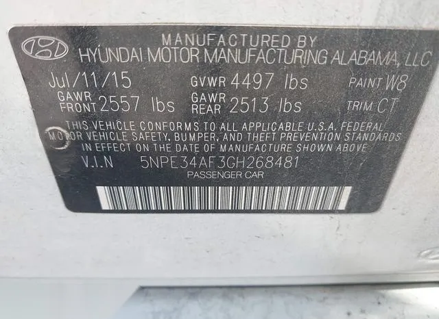 5NPE34AF3GH268481 2016 2016 Hyundai Sonata- Sport 9