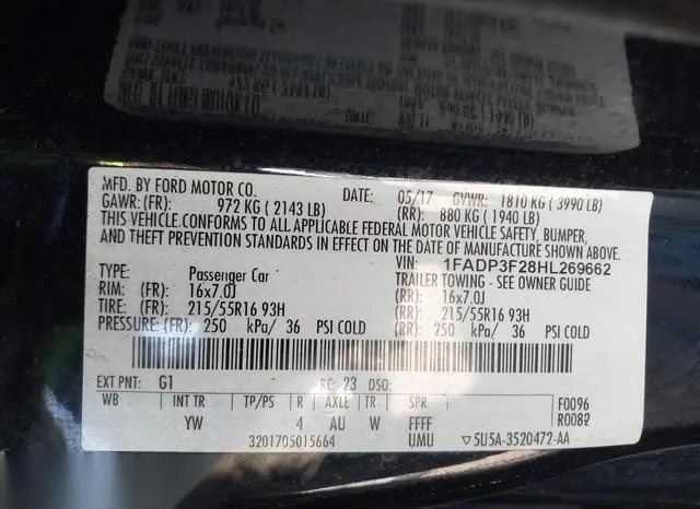 1FADP3F28HL269662 2017 2017 Ford Focus- SE 9