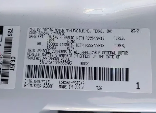 5TFDY5F15MX003903 2021 2021 Toyota Tundra- SR5 9