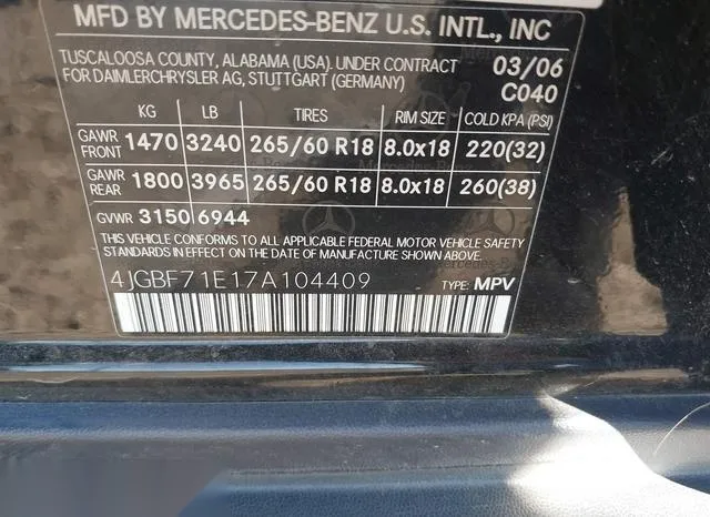 4JGBF71E17A104409 2007 2007 Mercedes-Benz GL 450- 4Matic 9