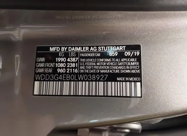 WDD3G4EB0LW038927 2020 2020 Mercedes-Benz A 220 9