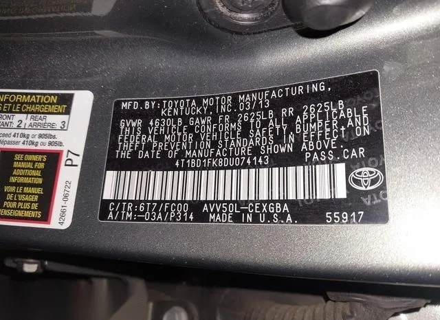 4T1BD1FK8DU074143 2013 2013 Toyota Camry- Hybrid Xle 9