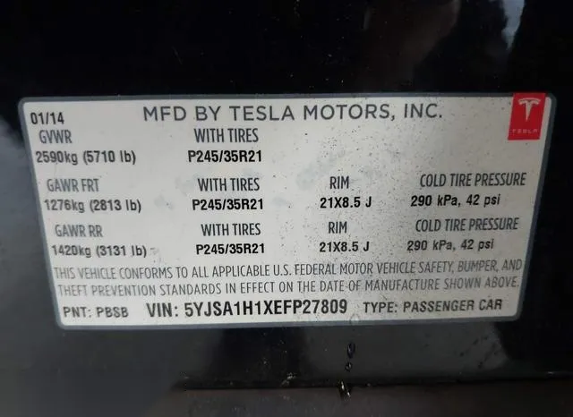 5YJSA1H1XEFP27809 2014 2014 Tesla Model S- P85 9