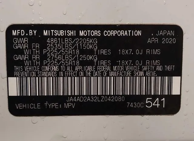 JA4AD2A32LZ042080 2020 2020 Mitsubishi Outlander- ES 2-4 9