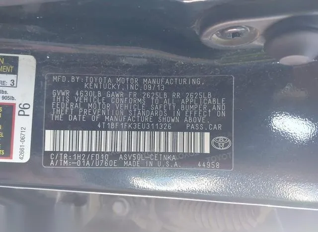 4T1BF1FK3EU311326 2014 2014 Toyota Camry- LE 9