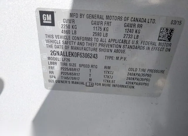 2GNALLEK0F6306243 2015 2015 Chevrolet Equinox- L 9