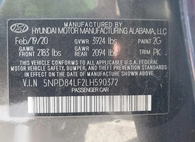 5NPD84LF2LH590372 2020 2020 Hyundai Elantra- Sel 9