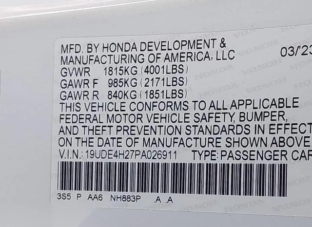 19UDE4H27PA026911 2023 2023 Acura Integra 9