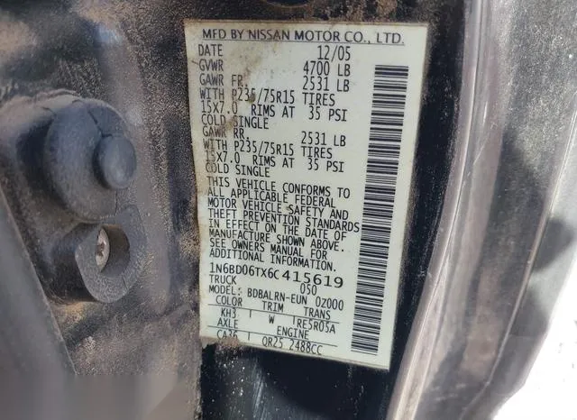 1N6BD06TX6C415619 2006 2006 Nissan Frontier- XE 9