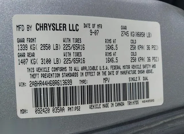 2A8HR44H68R613699 2008 2008 Chrysler Town and Country- LX 9