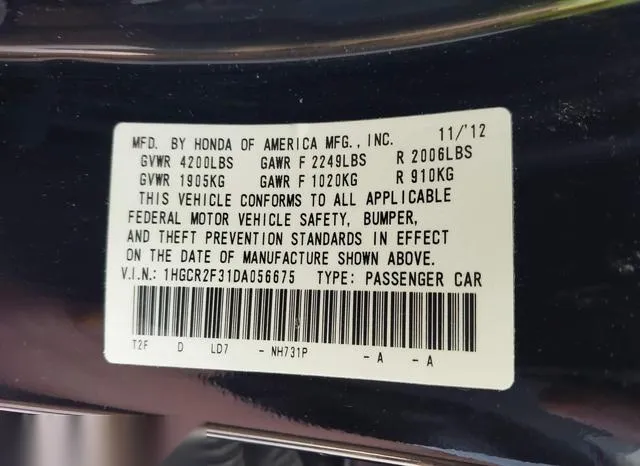 1HGCR2F31DA056675 2013 2013 Honda Accord- LX 9