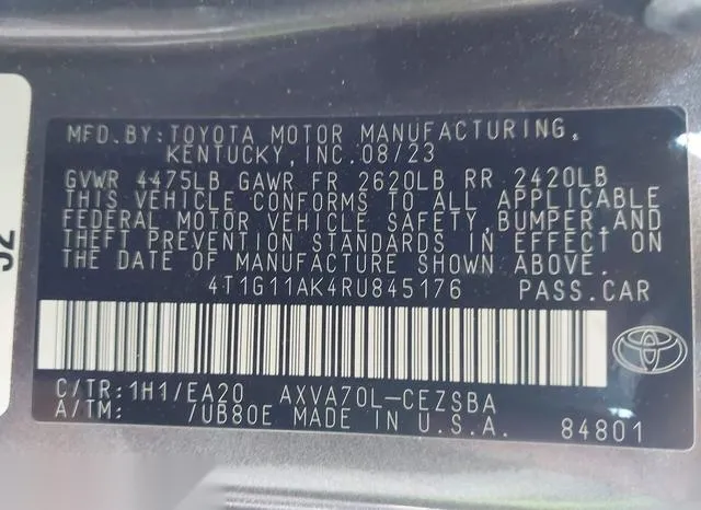 4T1G11AK4RU845176 2024 2024 Toyota Camry- SE 9