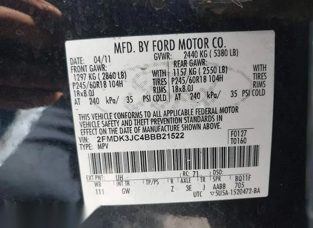 2FMDK3JC4BBB21522 2011 2011 Ford Edge- Sel 9