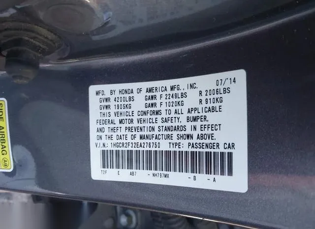 1HGCR2F32EA276750 2014 2014 Honda Accord- LX 9