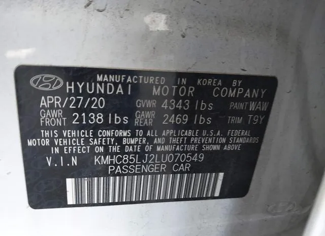 KMHC85LJ2LU070549 2020 2020 Hyundai Ioniq- Electric Limited 9