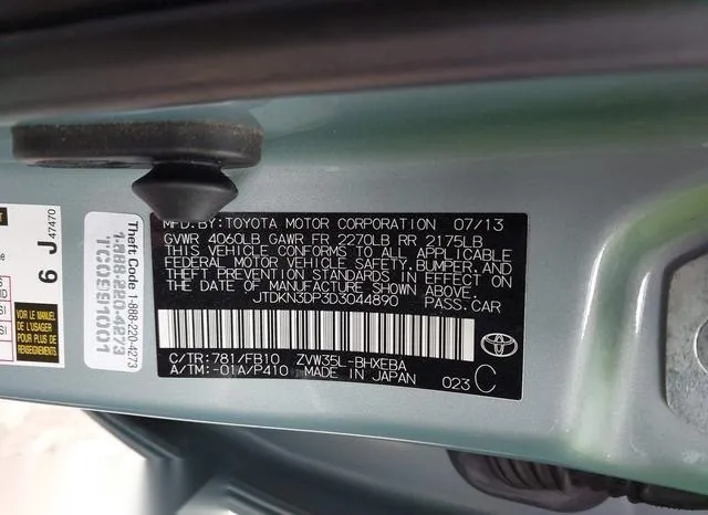 JTDKN3DP3D3044890 2013 2013 Toyota Prius- Plug-In 9