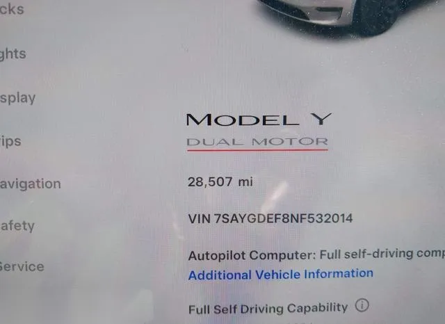 7SAYGDEF8NF532014 2022 2022 Tesla MODEL Y 7