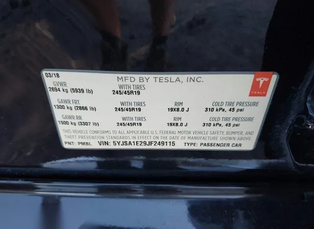 5YJSA1E29JF249115 2018 2018 Tesla Model S- 100D/75D/P100D 9