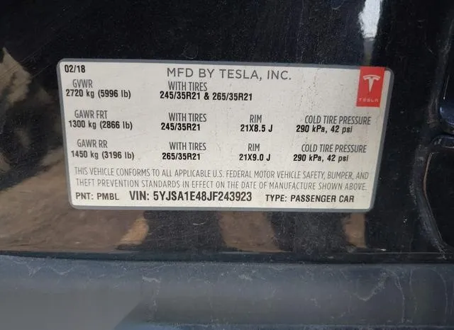 5YJSA1E48JF243923 2018 2018 Tesla Model S- 100D/75D/P100D 9