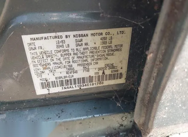 1N4AL11D34C181768 2004 2004 Nissan Altima- 2-5 S 9