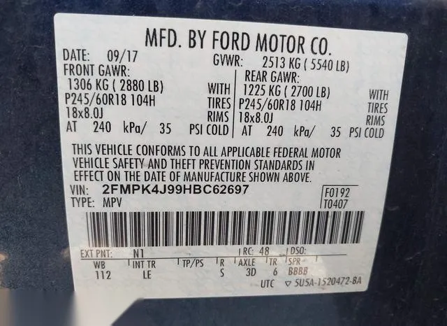 2FMPK4J99HBC62697 2017 2017 Ford Edge- Sel 9