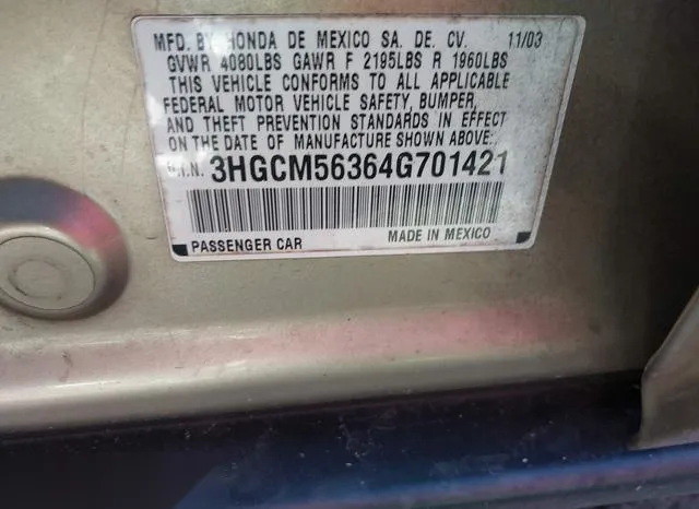 3HGCM56364G701421 2004 2004 Honda Accord- 2-4 LX 9