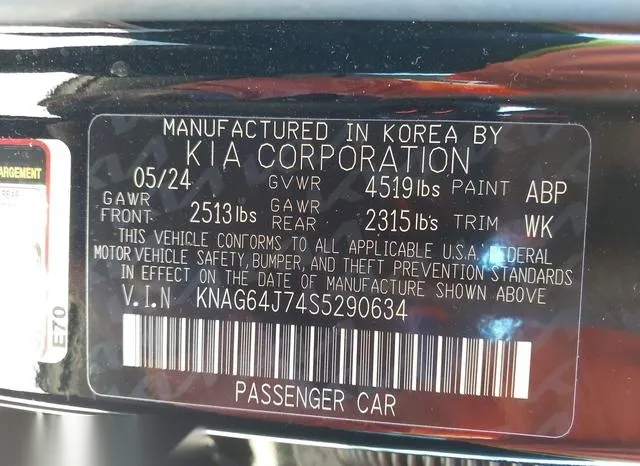 KNAG64J74S5290634 2025 2025 KIA K5- Gt-Line 9