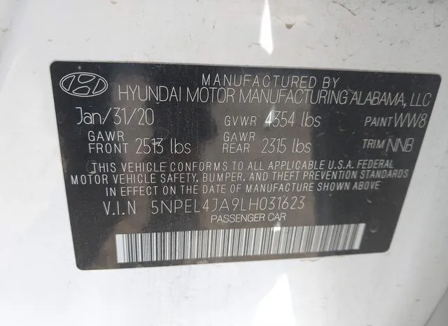 5NPEL4JA9LH031623 2020 2020 Hyundai Sonata- Sel 9