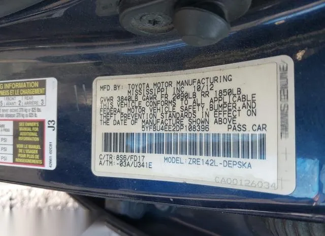 5YFBU4EE2DP108396 2013 2013 Toyota Corolla- S 9