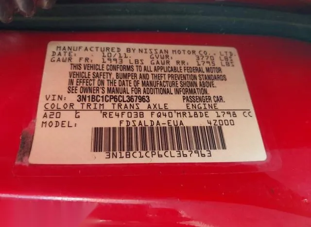 3N1BC1CP6CL367963 2012 2012 Nissan Versa- 1-8 S 9