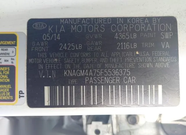 KNAGM4A75F5536375 2015 2015 KIA Optima- LX 9